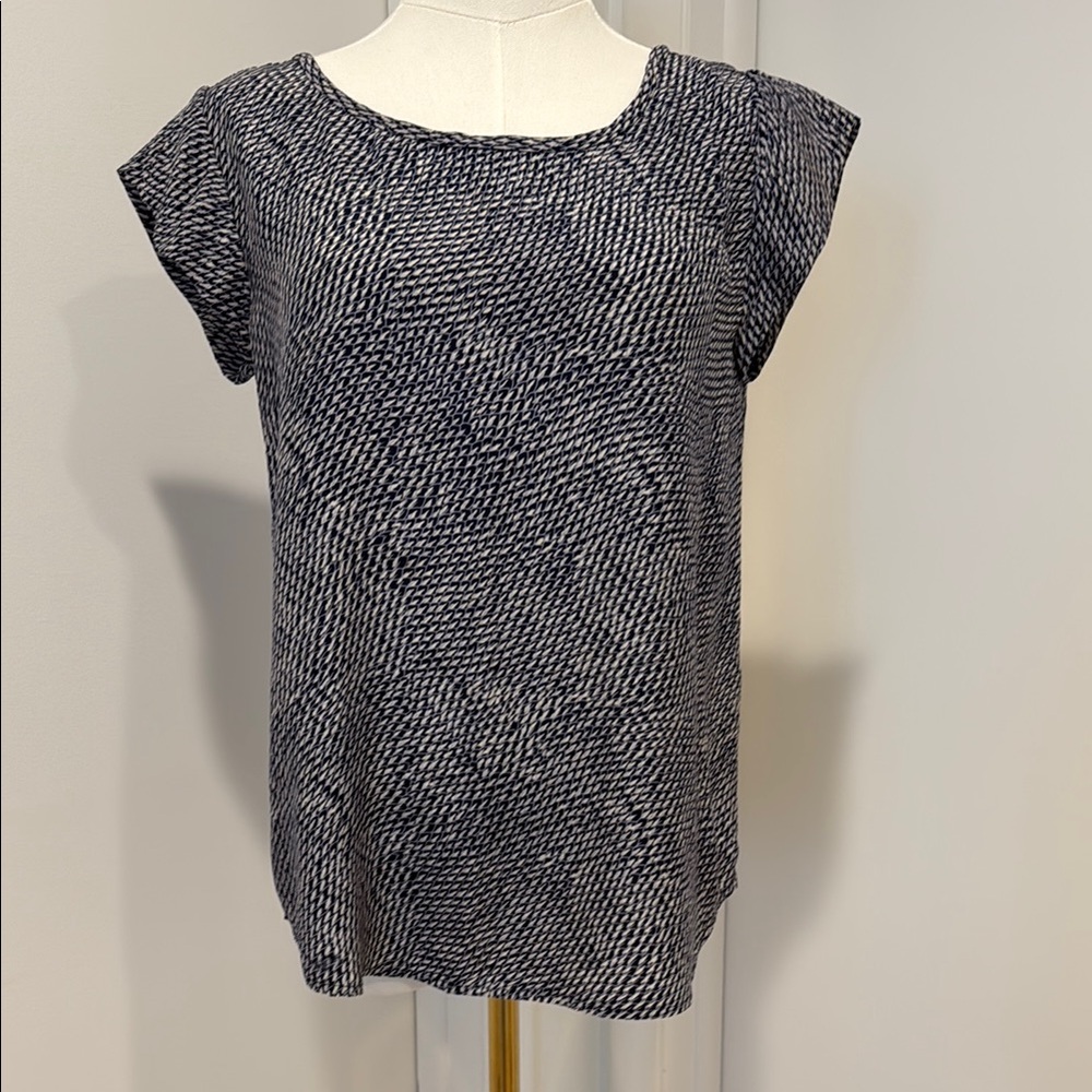 Navy and White Women's Top